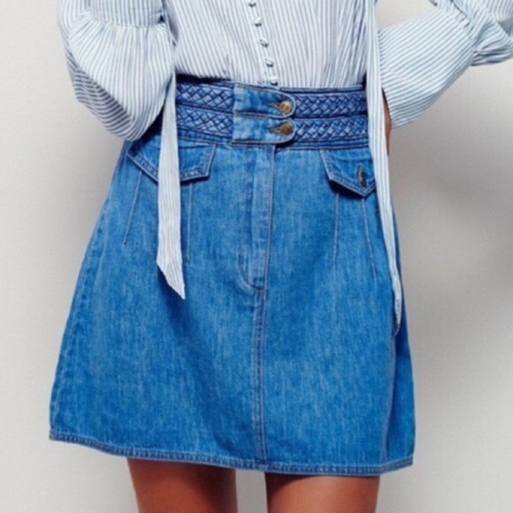 Free People Braided Denim Skirt